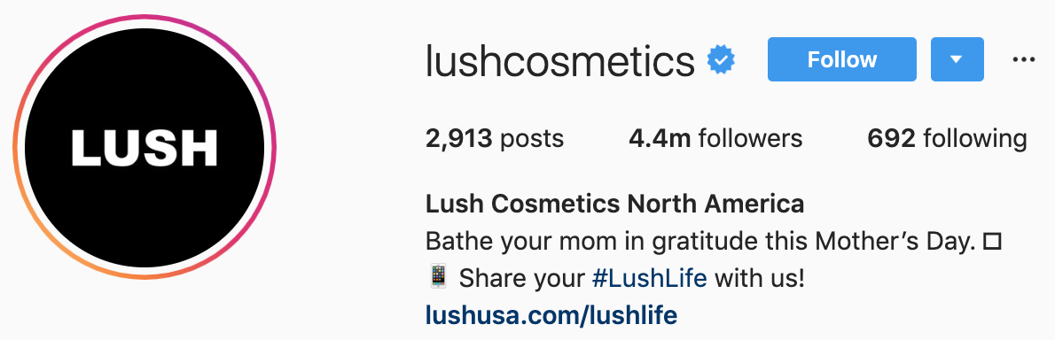 lush cosmetics instagram page
